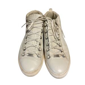 Balenciaga Arena Leather High Top Off White Sneakers Men's Size 46 or US 13